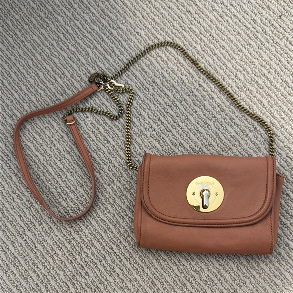 See by Chloe Leather Crossbody Bag peach pink color